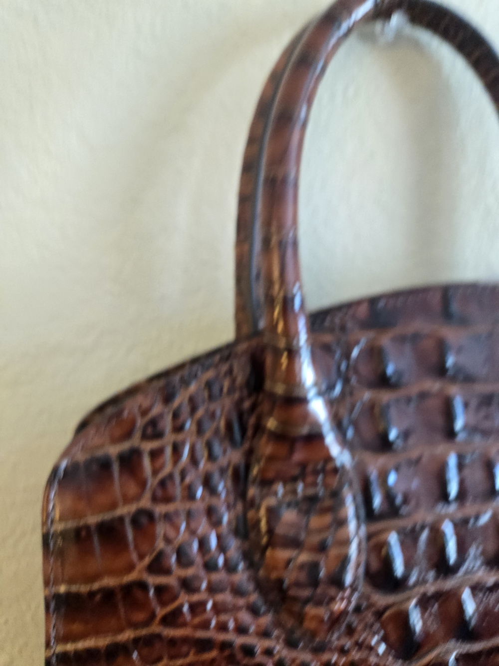 Brahmin Dark Brown Croc-Embossed Satchel - Picture 8 of 16